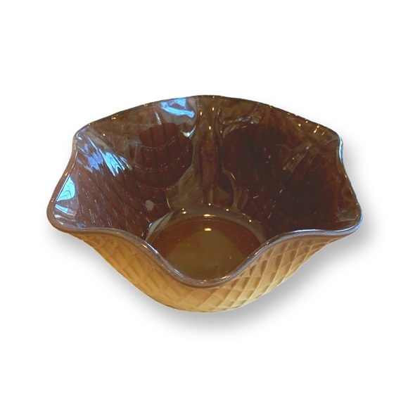 Vintage set of 6 Bomioli Rocco molded glass waffle cone ice cream bowls - Picture 3 of 7